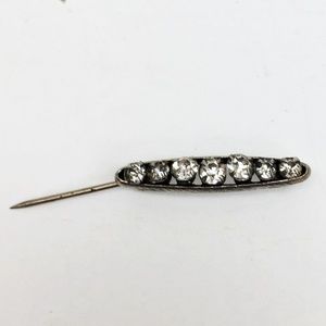 Tiny Vintage Oval Rhinestones Brooch Pin